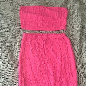 Pink Women's Crop & Skirt Set